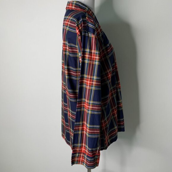 J. Crew Men’s 100% Cotton Red Blue Holiday Plaid Pajama Set Size Medium - Picture 6 of 14